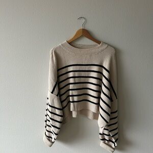 Free People Cropped Striped Knit Sweater